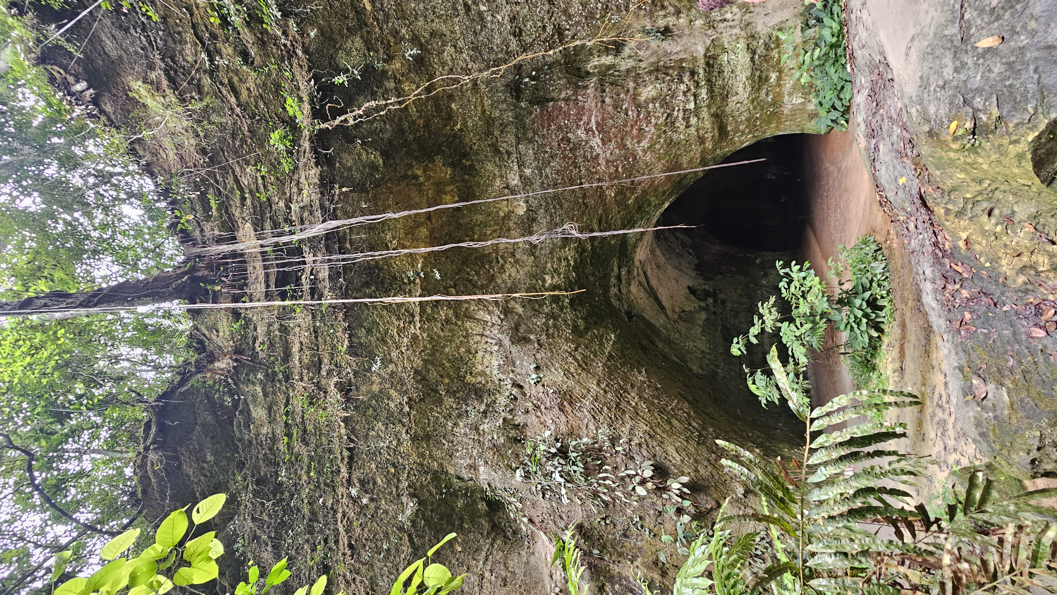 caverna com lago, agua que reflete e espelha a propria gruta.